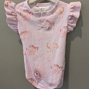 Snuggle Hunny Baby Girl Bodysuit, Unicorns Print, 6-12M (Size 0)